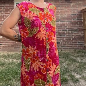 Vintage flower linen dress